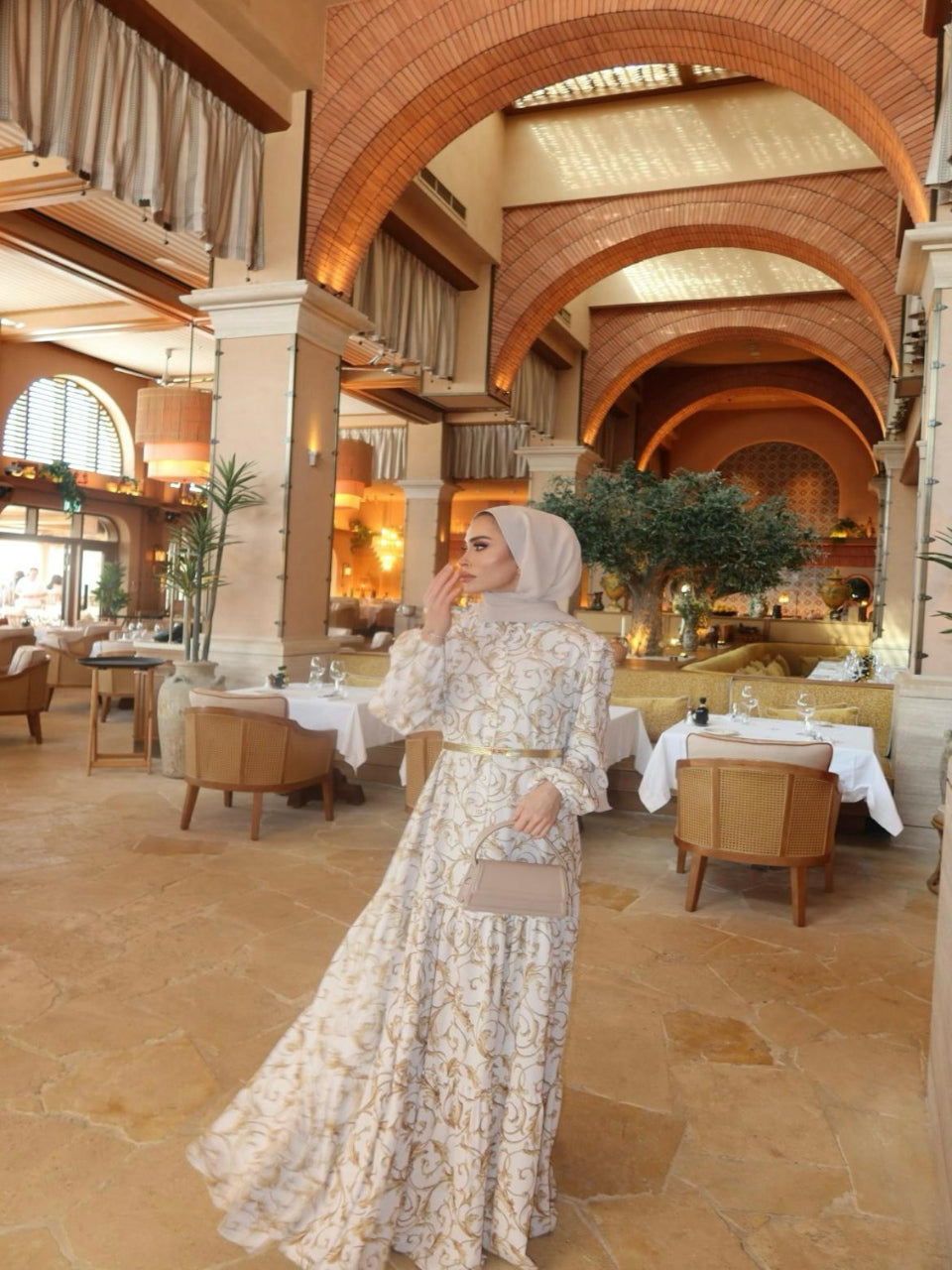 Printed Gold Summer Dress Blossom Collection