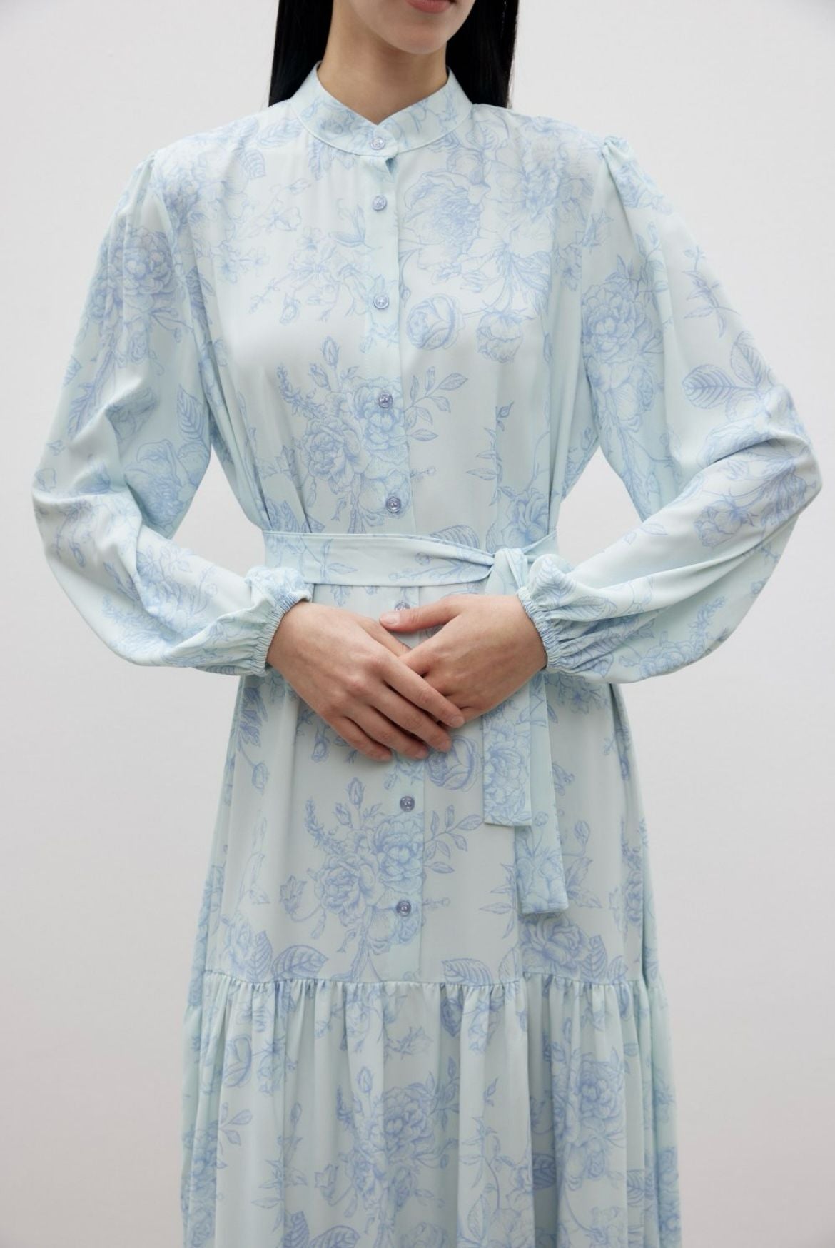 Floral Printed Baby Blue Summer Dress Blossom Collection