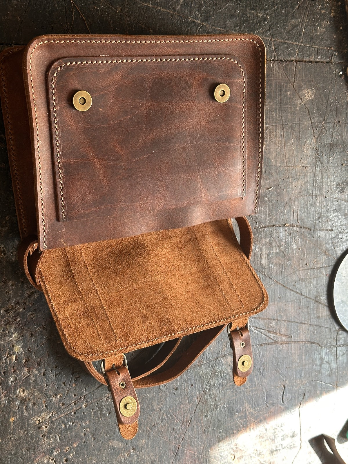 Vintage Style Brown Leather Satchel Bag
