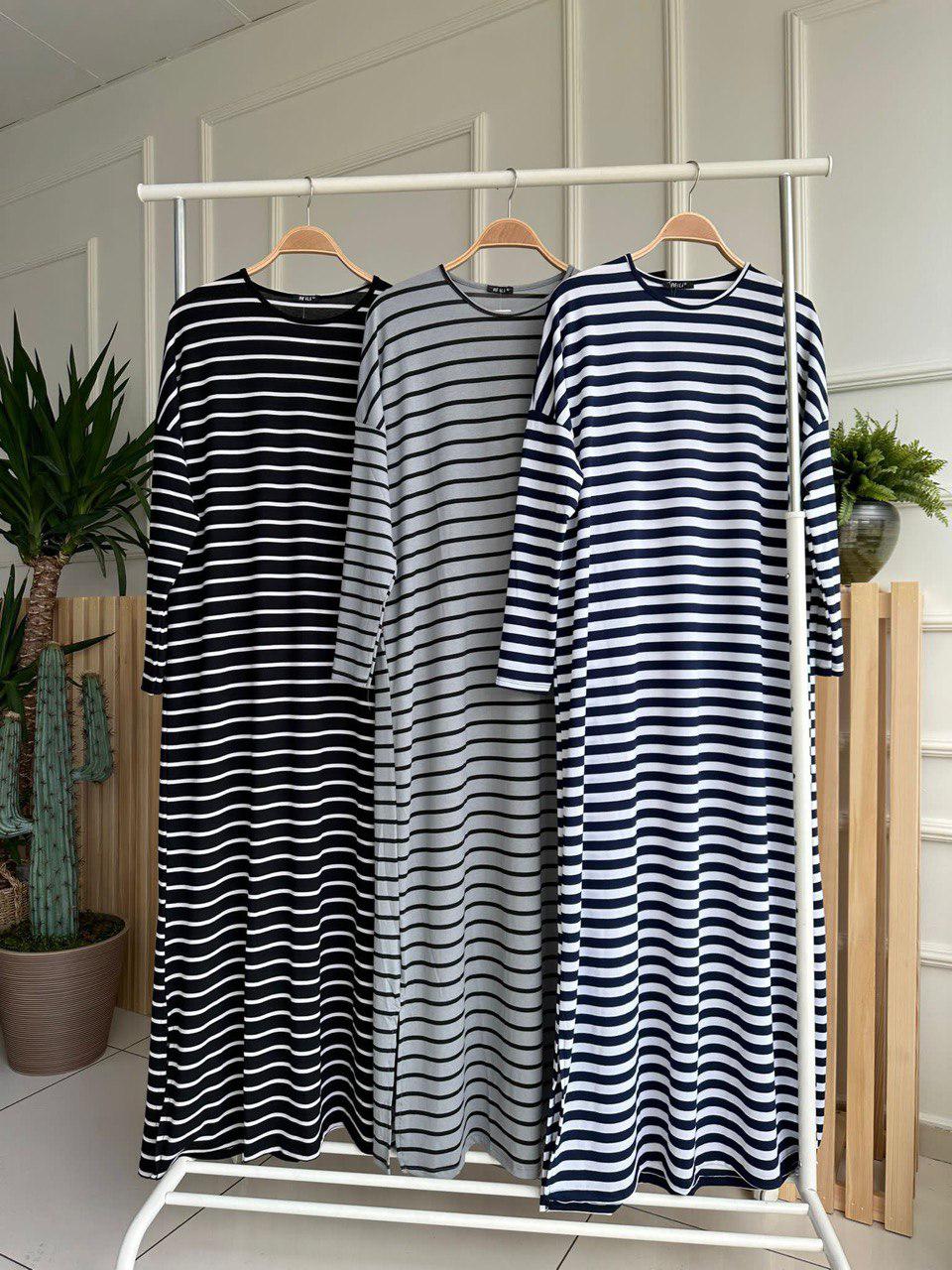 Blossom New Collection: Casual / Trendy White & Black Viscose Stripe Dress