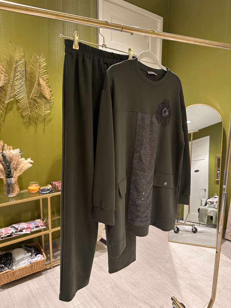 Green Embellished Cord Set