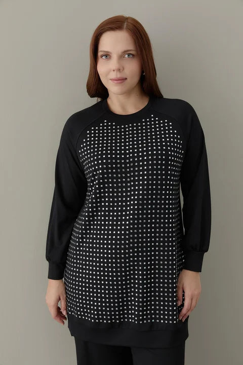 Plus Size Black Studded Tunic – Fatma Danışman