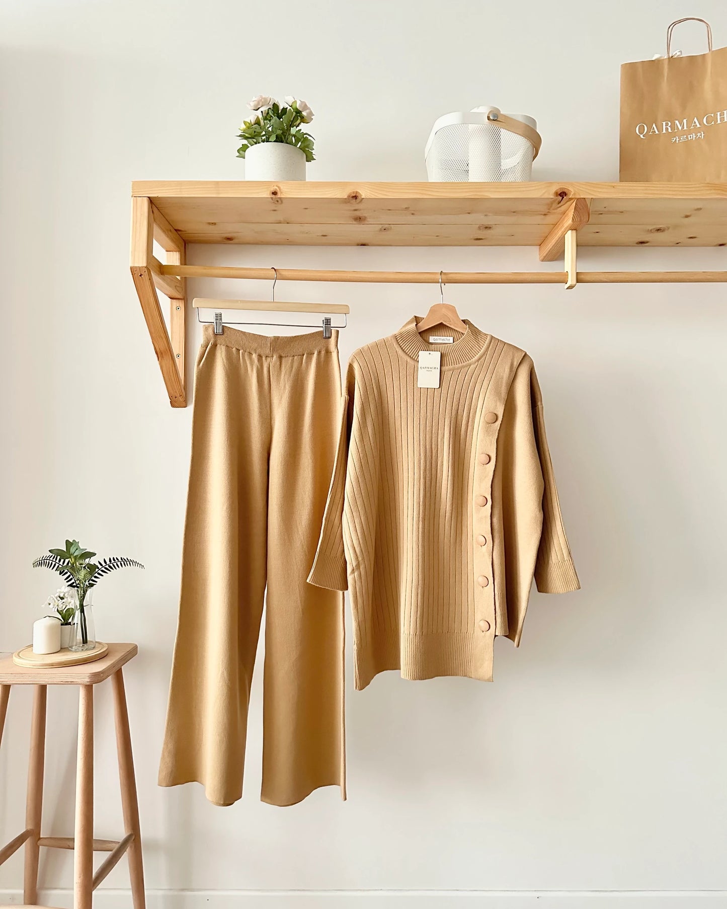 Side Buttoned Knit Set