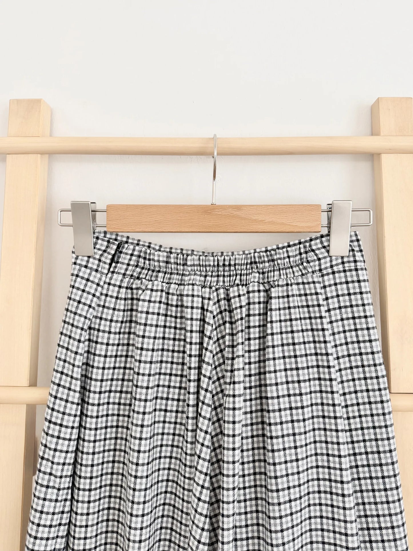 Plaid Paneled Flared Skirt
