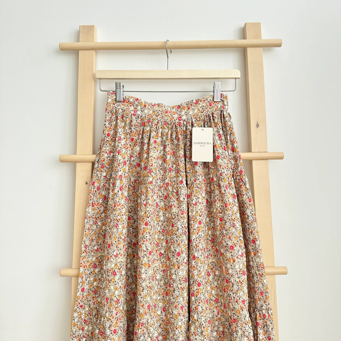Floral Tiered Poplin Skirt