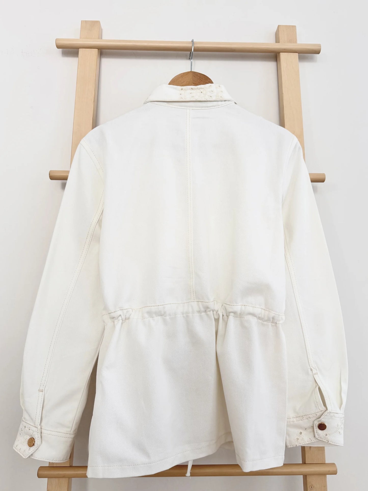 Eyelet Waist Gathered Denim Jacket