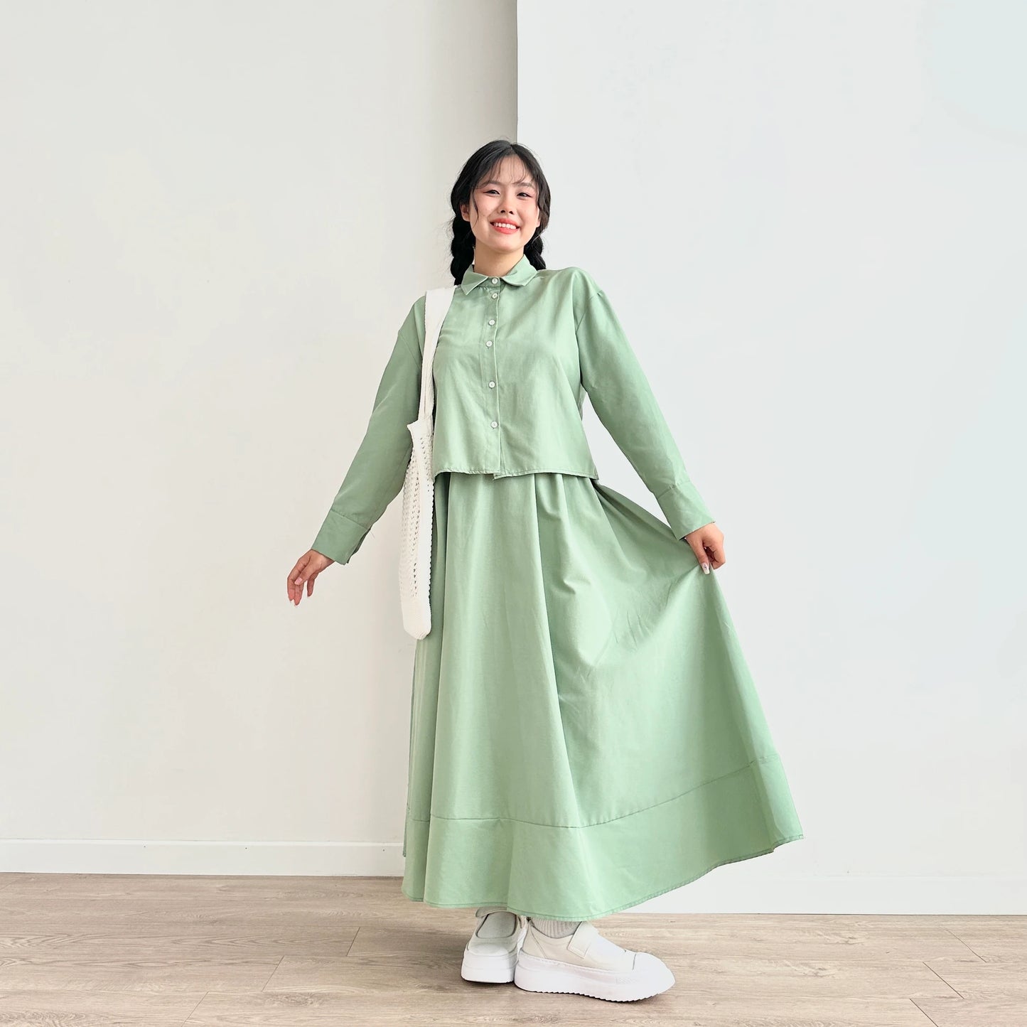 Thin Crop Shirt & Skirt Set