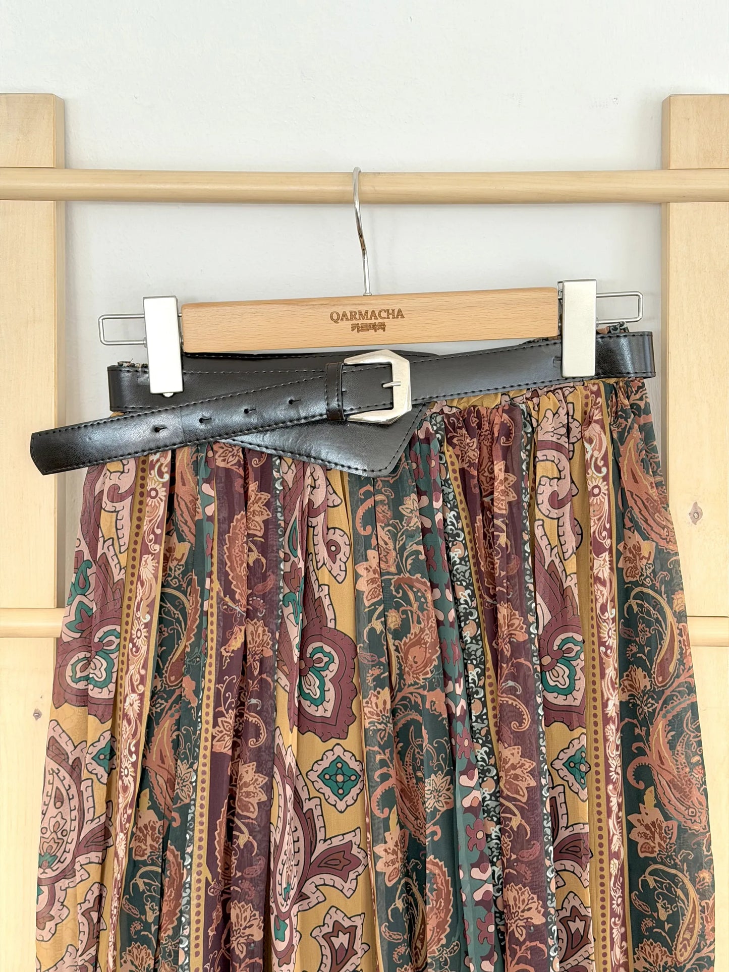 Ethnic Patterned Pliseli Chiffon Skirt