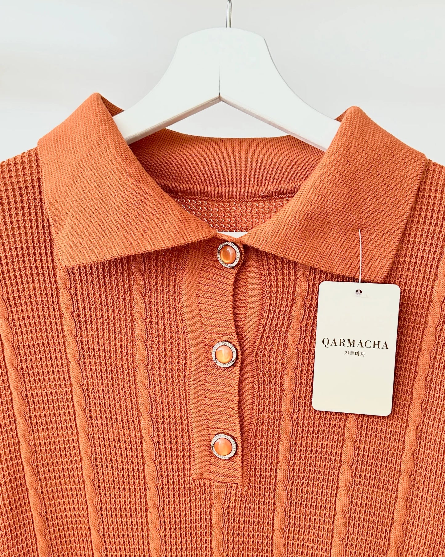 Buttoned Klasik Neck Knit Dress