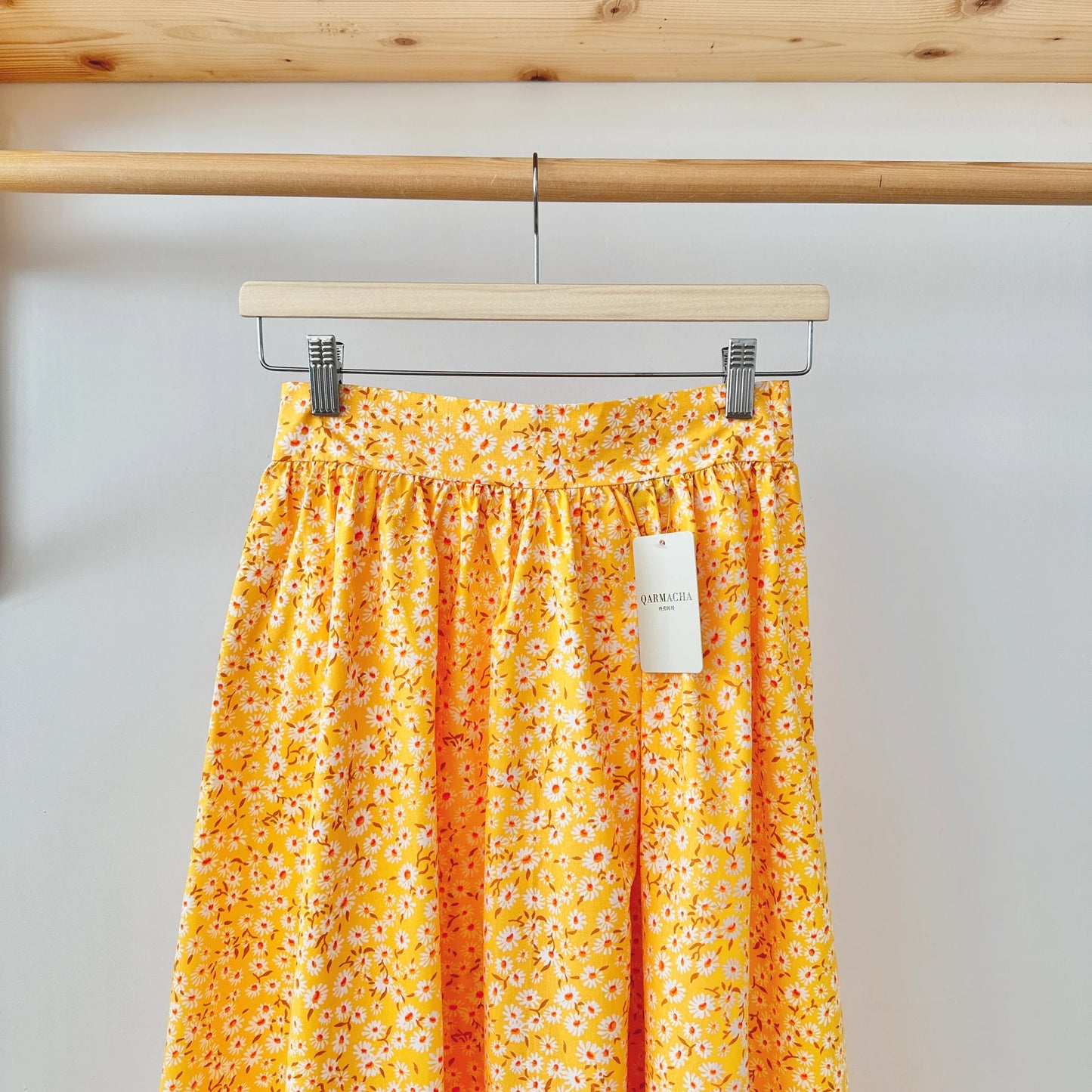 Daisy Patterned Poplin Gathered Skirt