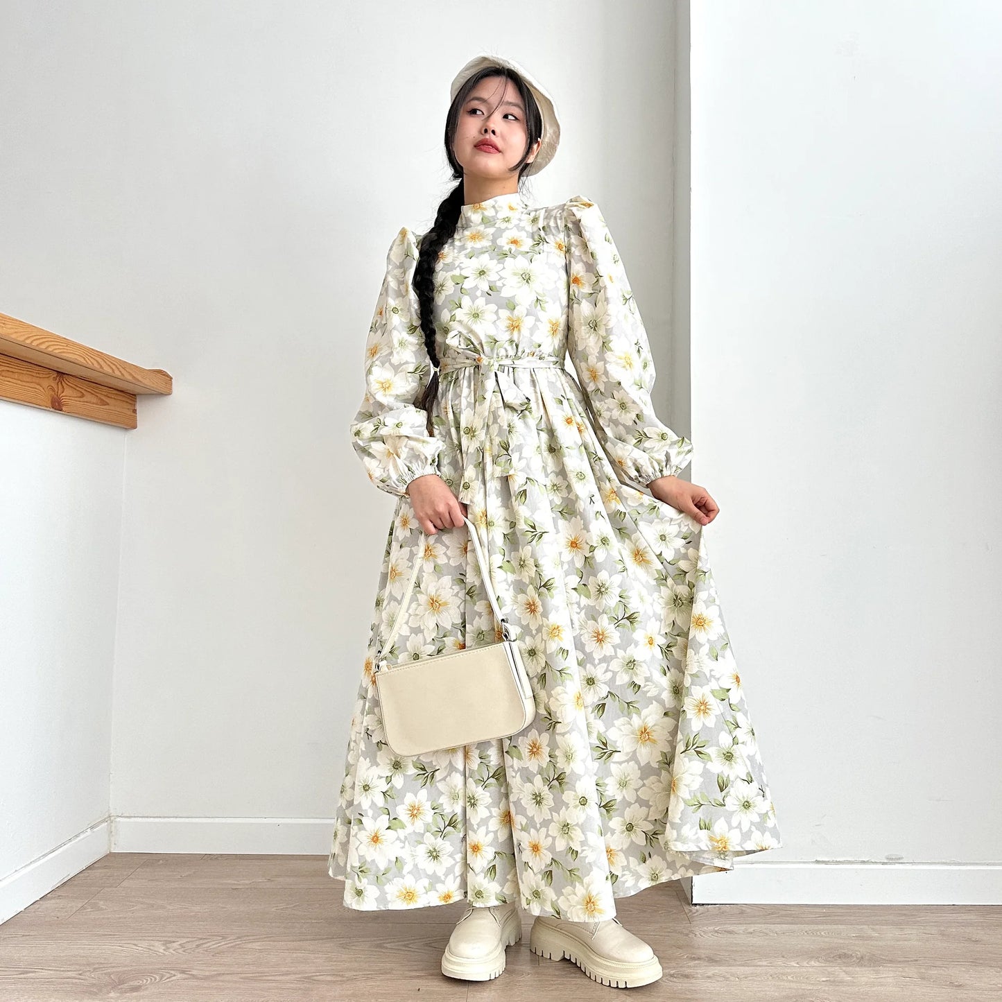 Balloon Sleeve Floral Dress