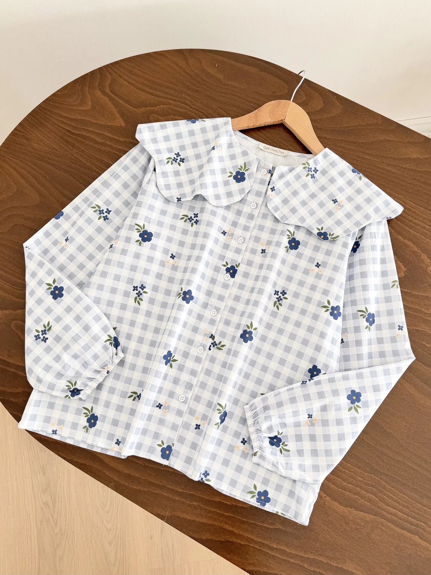 Bulut Neck Floral Plaid Shirt