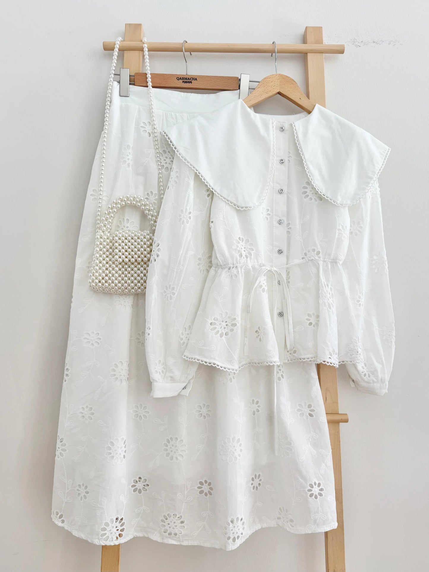 Sweetheart Neck Scalloped Skirted Set