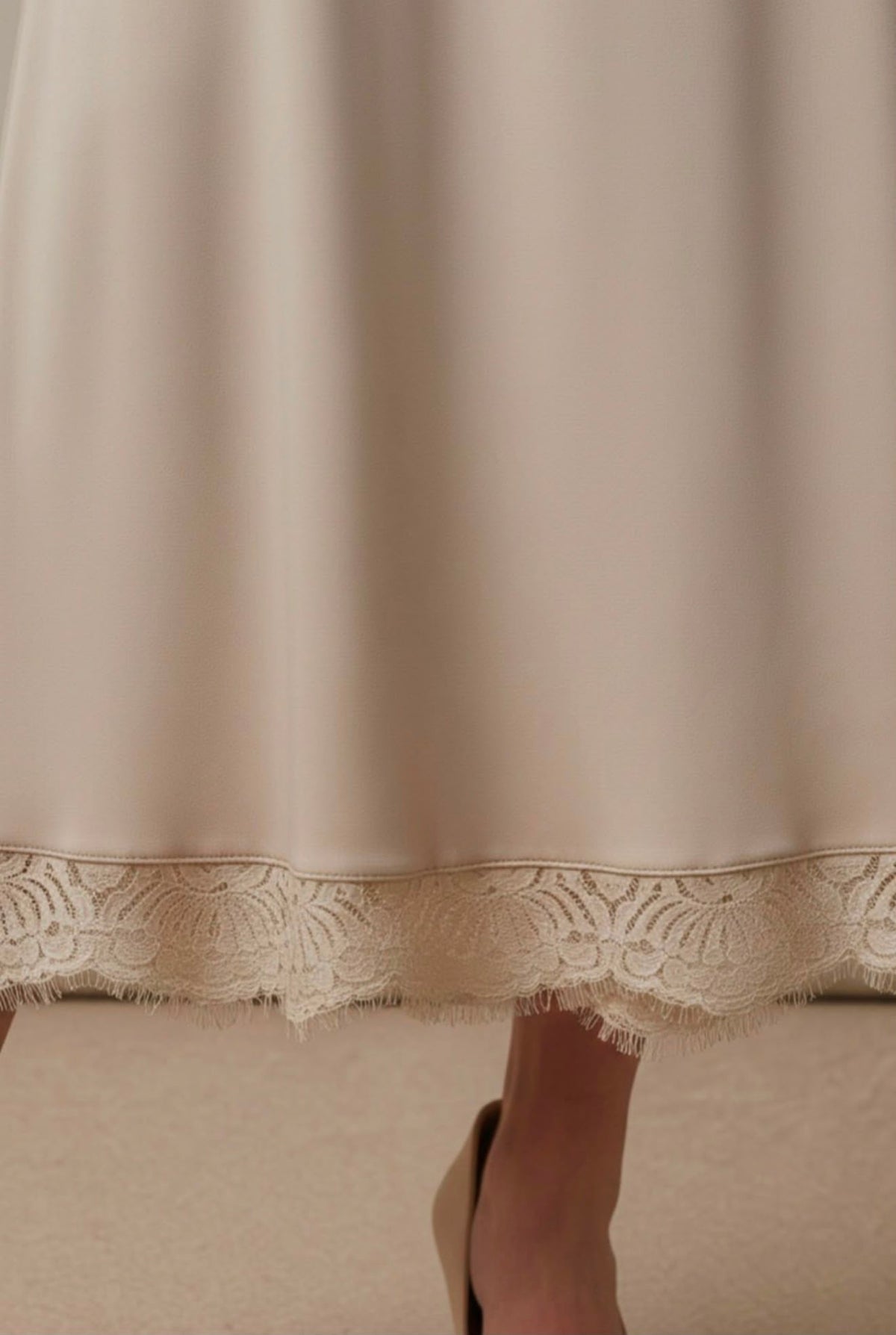High Waisted Lace Trim Skirt