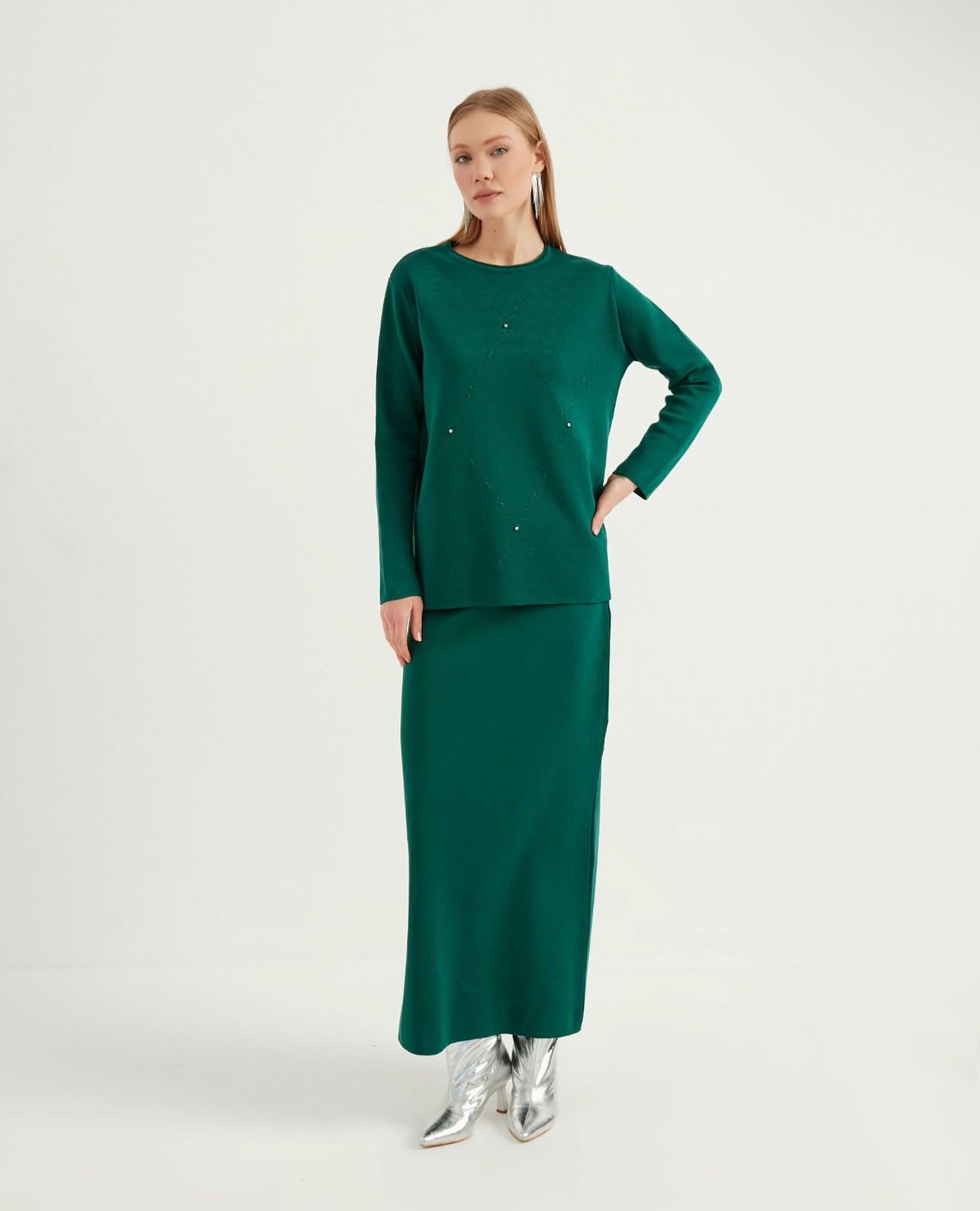 Knitwear Top and Skirt Set