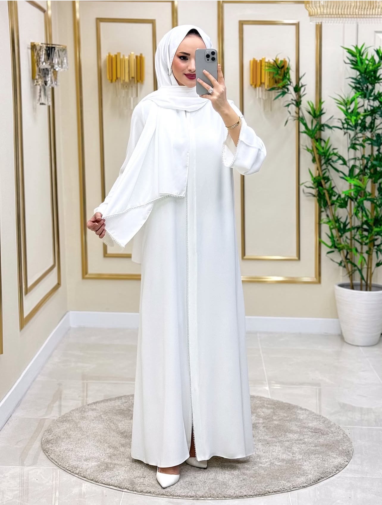 White Umrah & Hajj Zip-Front Abaya