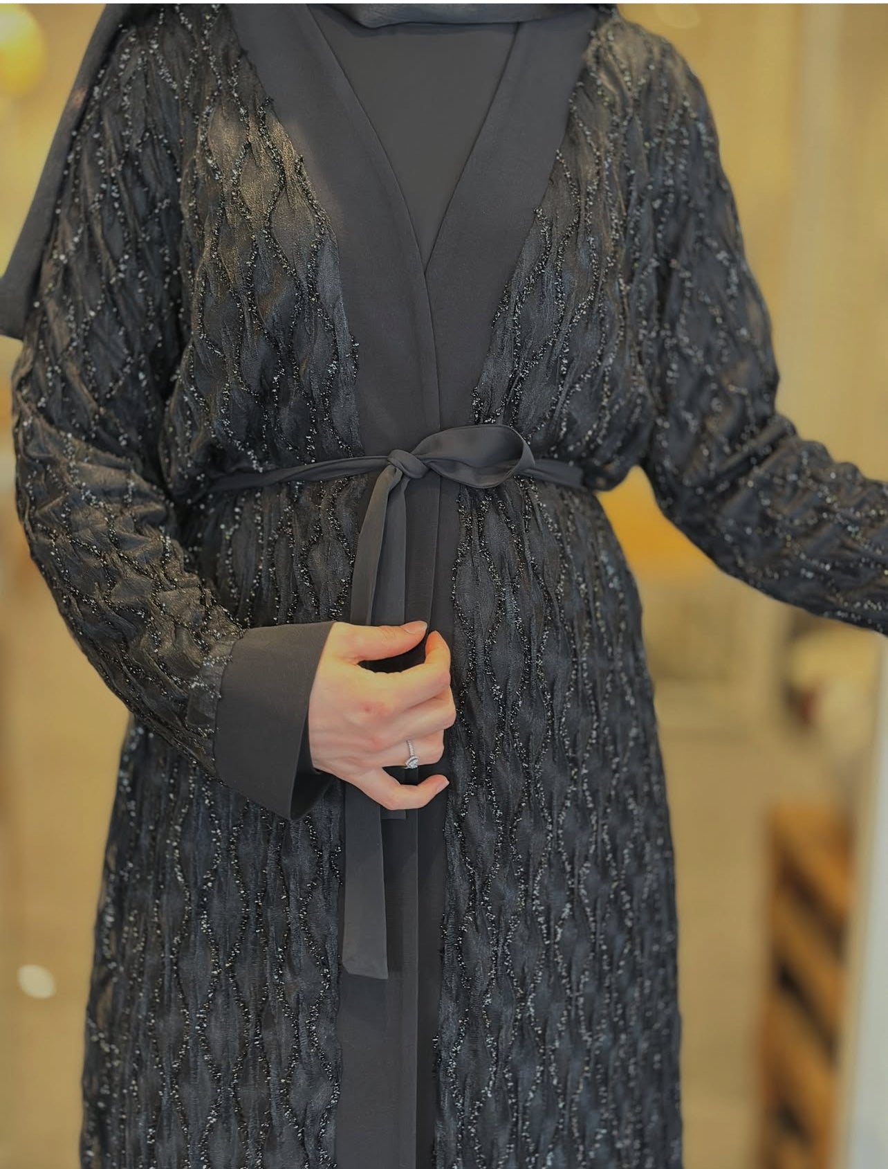 Blossom Collection Ruffled Two Pieces Abaya Dress