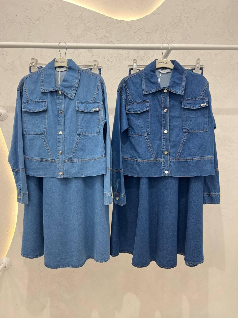 Denim Skirt Top Set