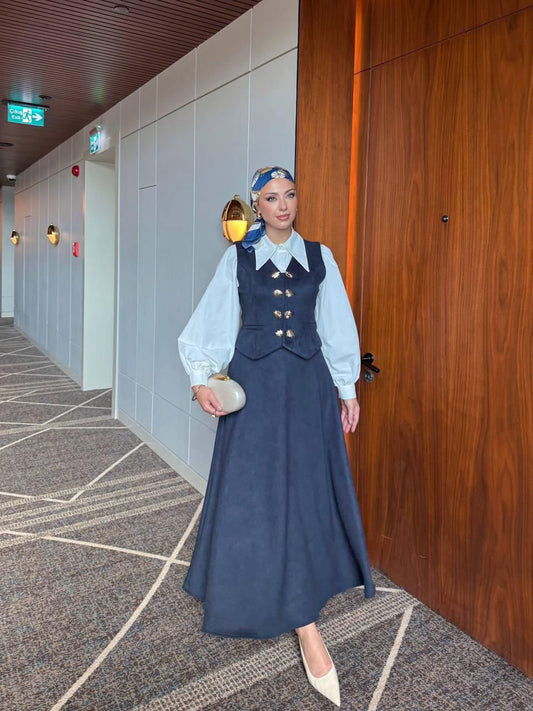 Qashe 3 Piece Skirt Vest Set