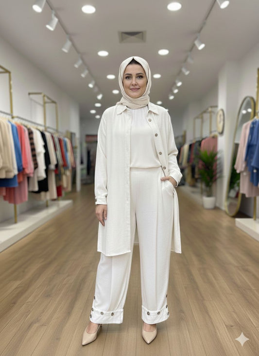 Plus Size Button-Front Top & Pants Set – Fatma Danışman