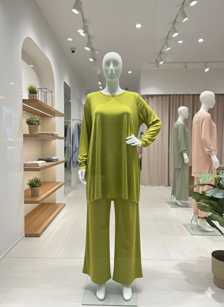 Plus Size Two-Piece Set with Tulle Detail Top (Long) – Fatma Danışman