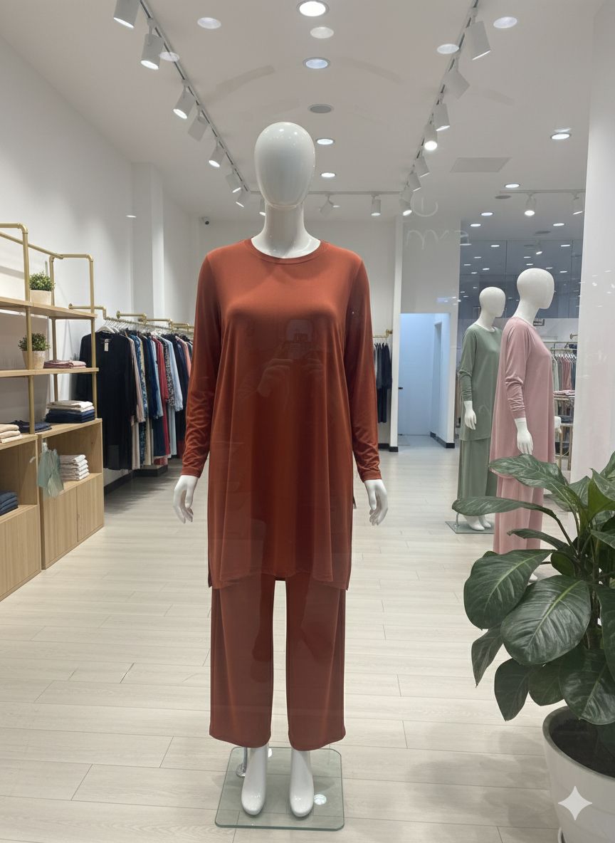 Plus Size Two-Piece Set with Tulle Detail Top (Long) – Fatma Danışman