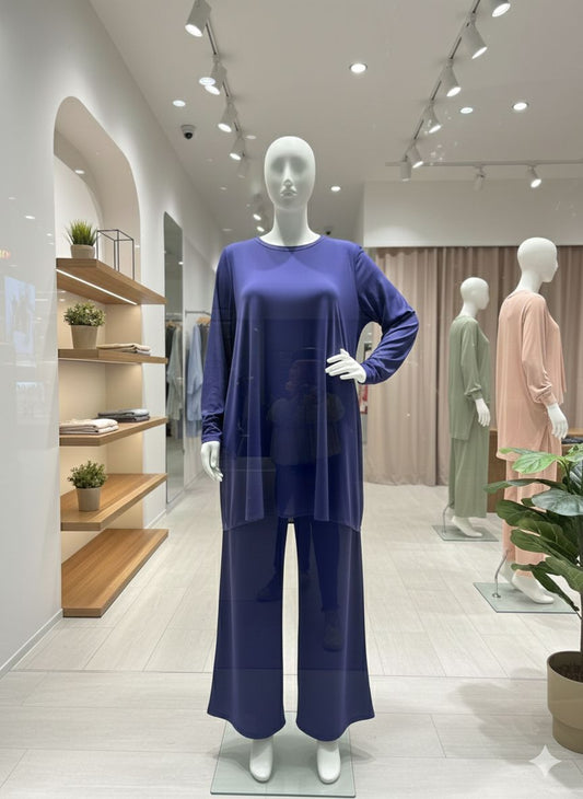 Plus Size Two-Piece Set with Tulle Detail Top (Short) – Fatma Danışman