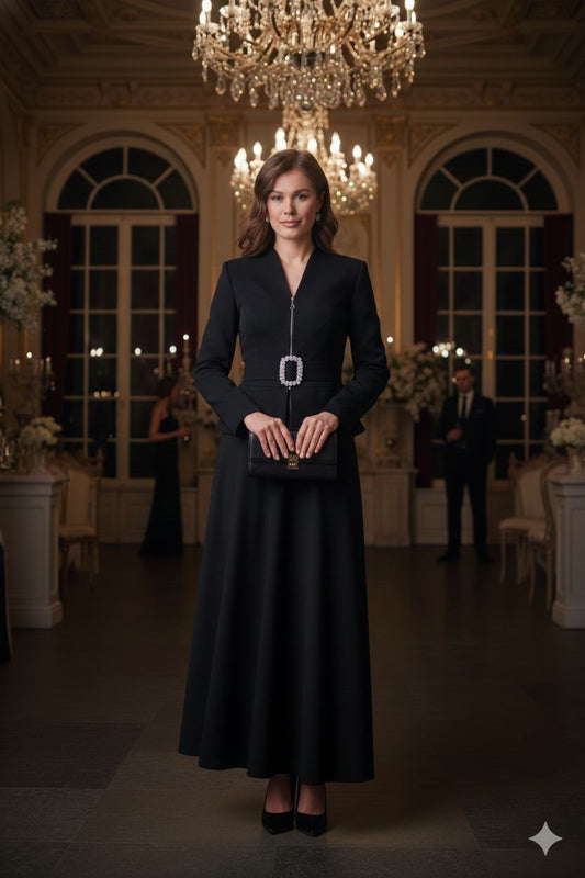 Blossom Collection Chic Two-Piece Black Set (Top & Skirt)