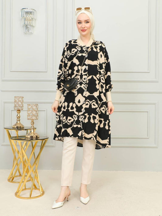 Blossom New Arrival: Elegant/Stylish Navy Blue & Cream Shirt/Tunic