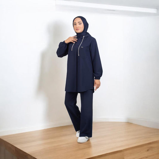 Blossom New Collection 2Pcs Elegant Navy Blue Set