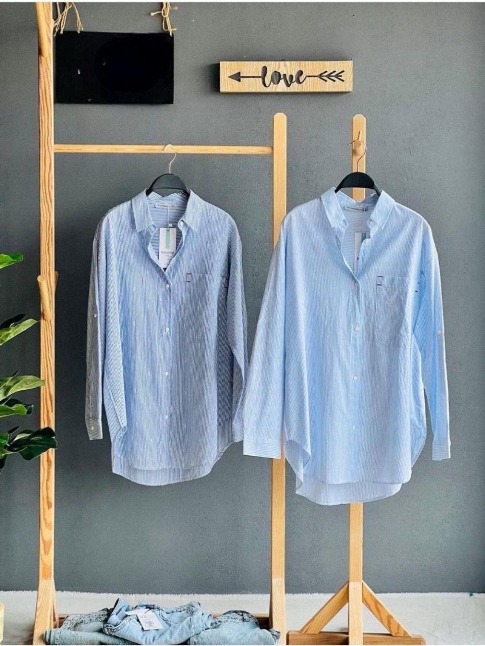 Blossom New Collection Linen-Cotton Stone Blue-Stripe Shirt