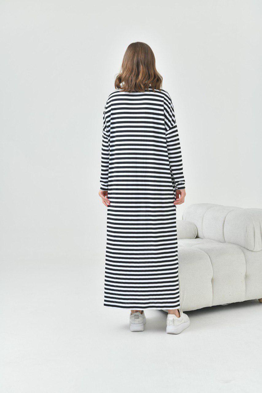 Blossom New Collection: Casual / Trendy White & Black Viscose Stripe Dress