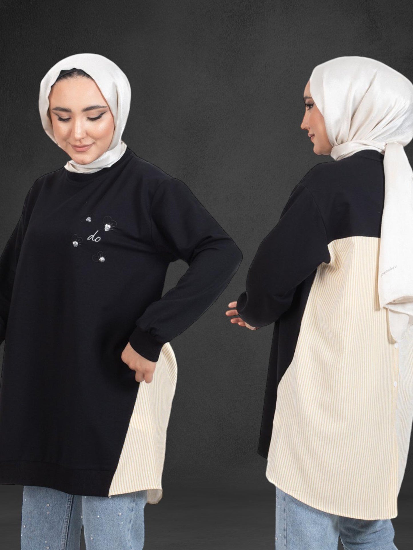 Blossom New Collection: Stylish / Trendy Black & Beige Tunic