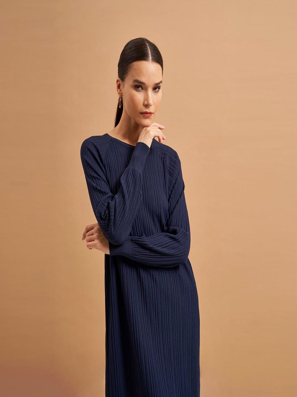 Blossom Collection Nuss Knitwear Fall & Winter Navy Blue Dress