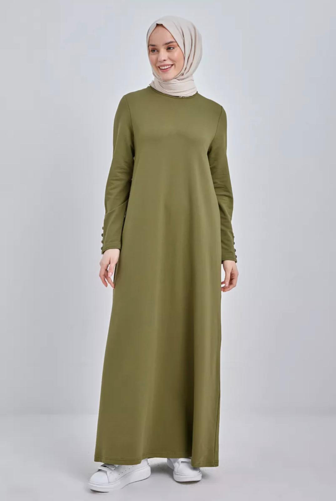 Blossom New Collection Elegant Khaki Green Fall & Winter Dress