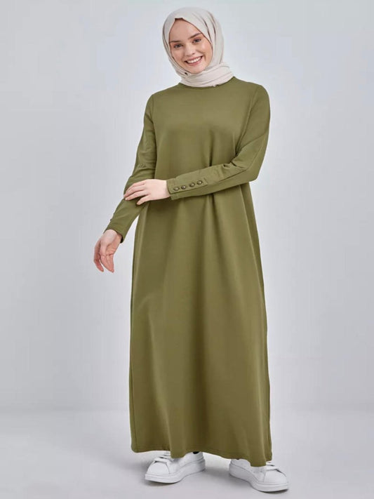 Blossom New Collection Elegant Khaki Green Fall & Winter Dress