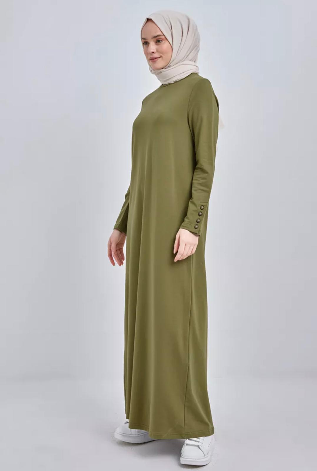 Blossom New Collection Elegant Khaki Green Fall & Winter Dress