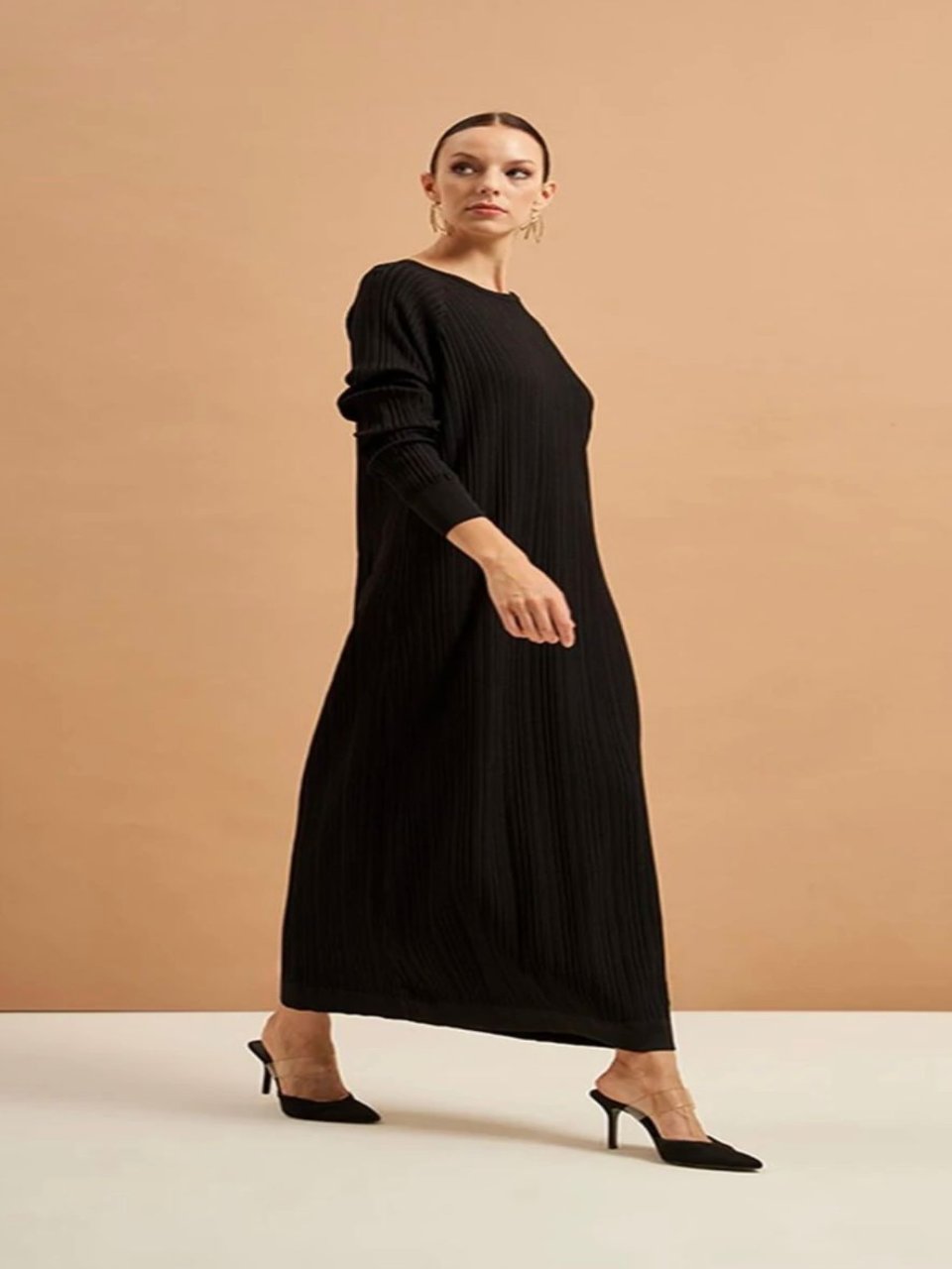 Blossom Collection Nuss Knitwear Fall & Winter Black Dress