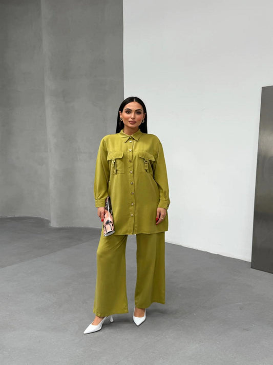 Blossom New Collection Organic 2Pcs Great Quality Olive Green Tencel Set