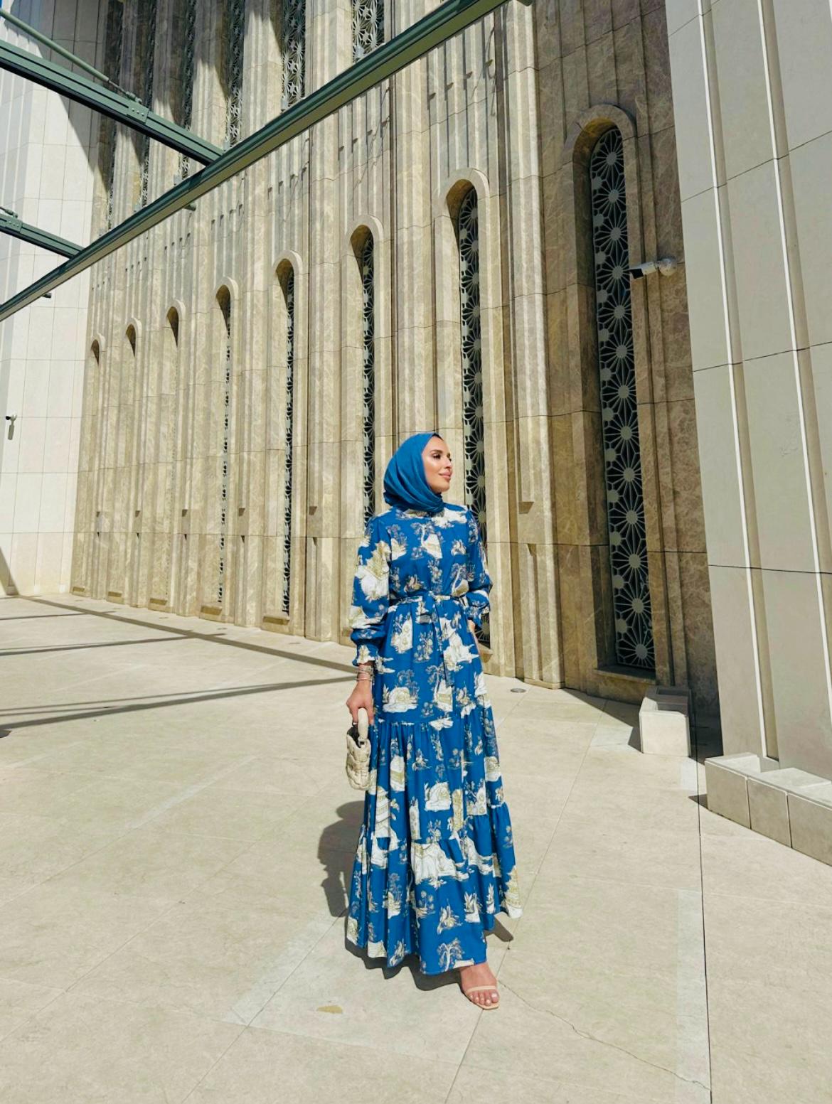 Blue & Ancient House Printed Dress Blossom Collection