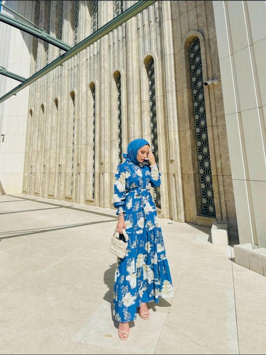 Blue & Ancient House Printed Dress Blossom Collection