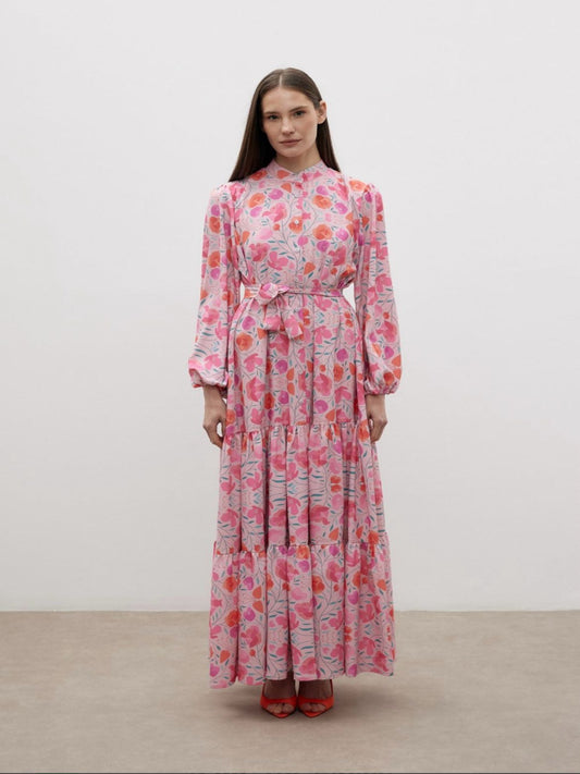 Floral Printed Pink Summer Dress Blossom Collection