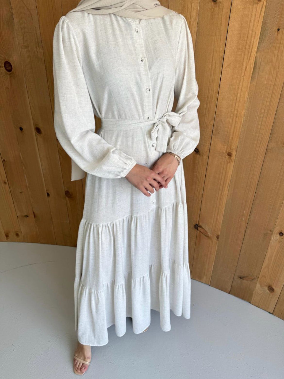 Blossom Elegant Natural Organic Summer Beige Dress