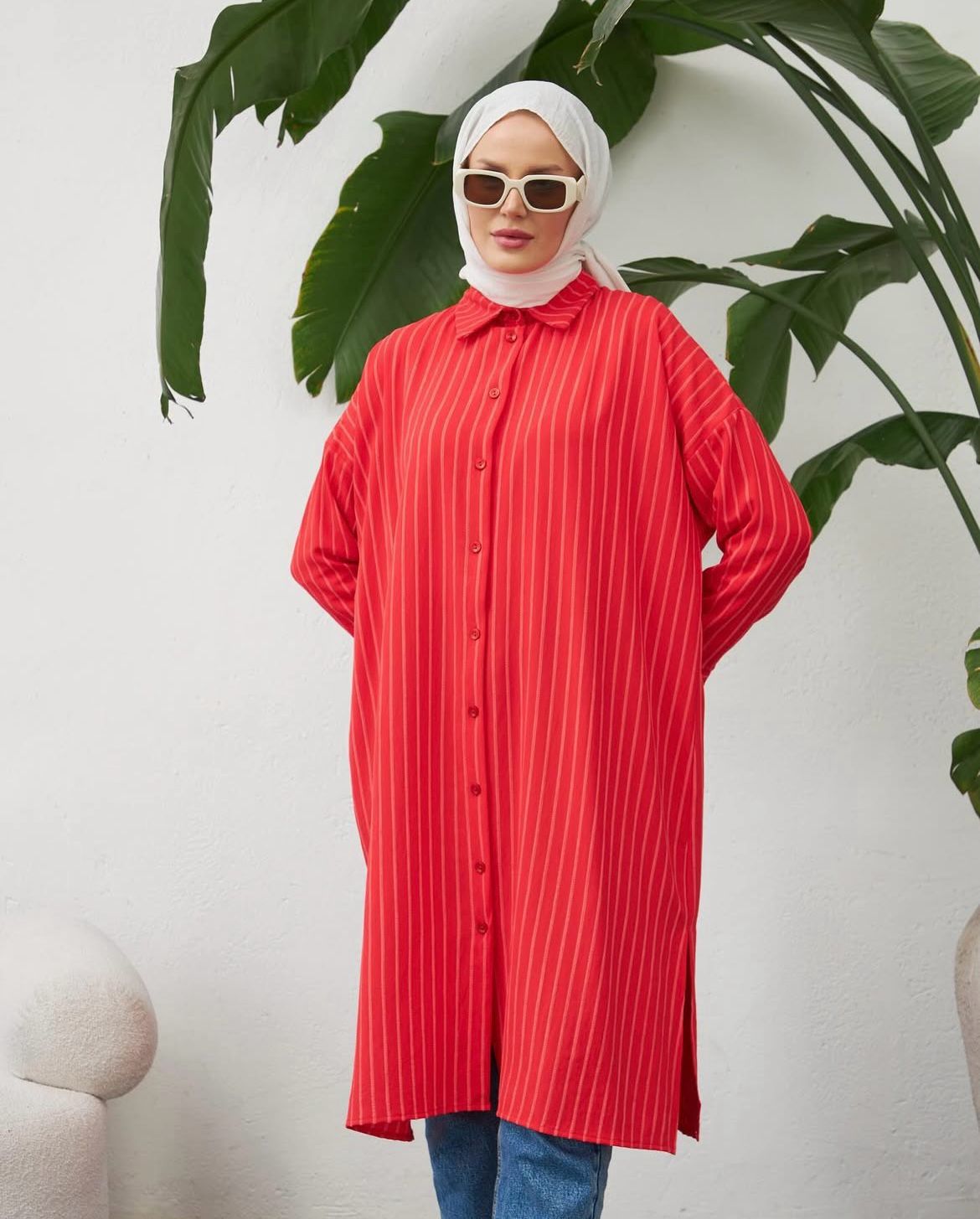 New Collection Cotton Red Shirt/Tunic