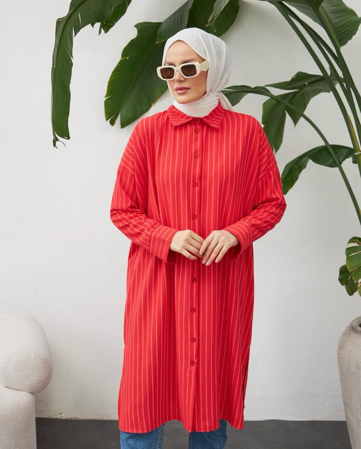 New Collection Cotton Red Shirt/Tunic