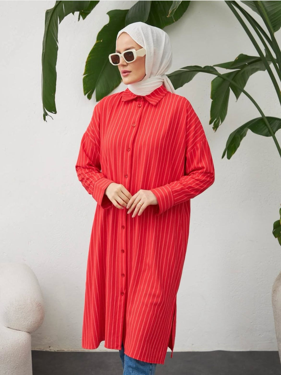 New Collection Cotton Red Shirt/Tunic