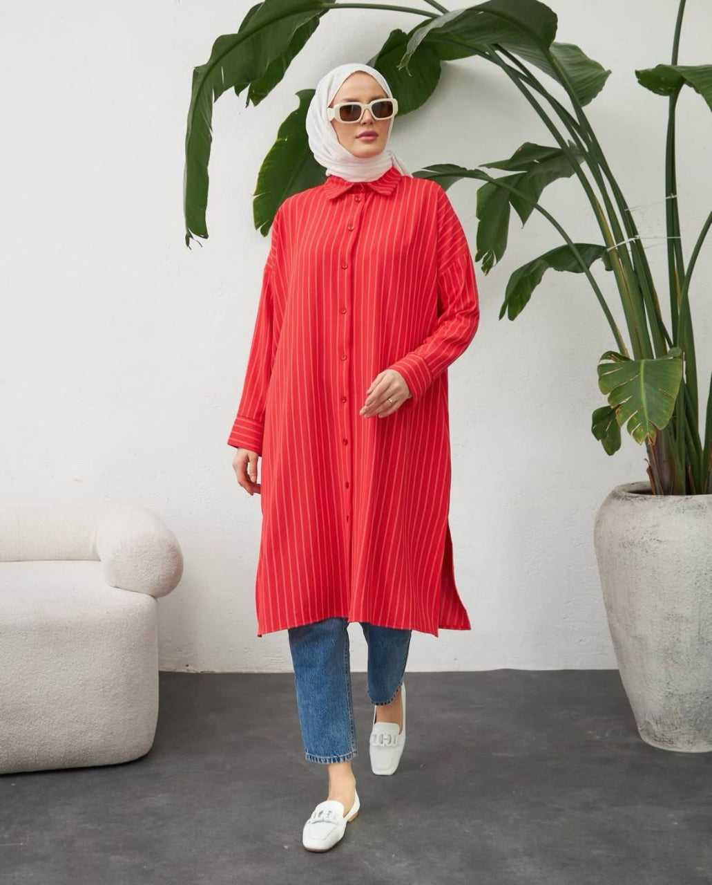 New Collection Cotton Red Shirt/Tunic