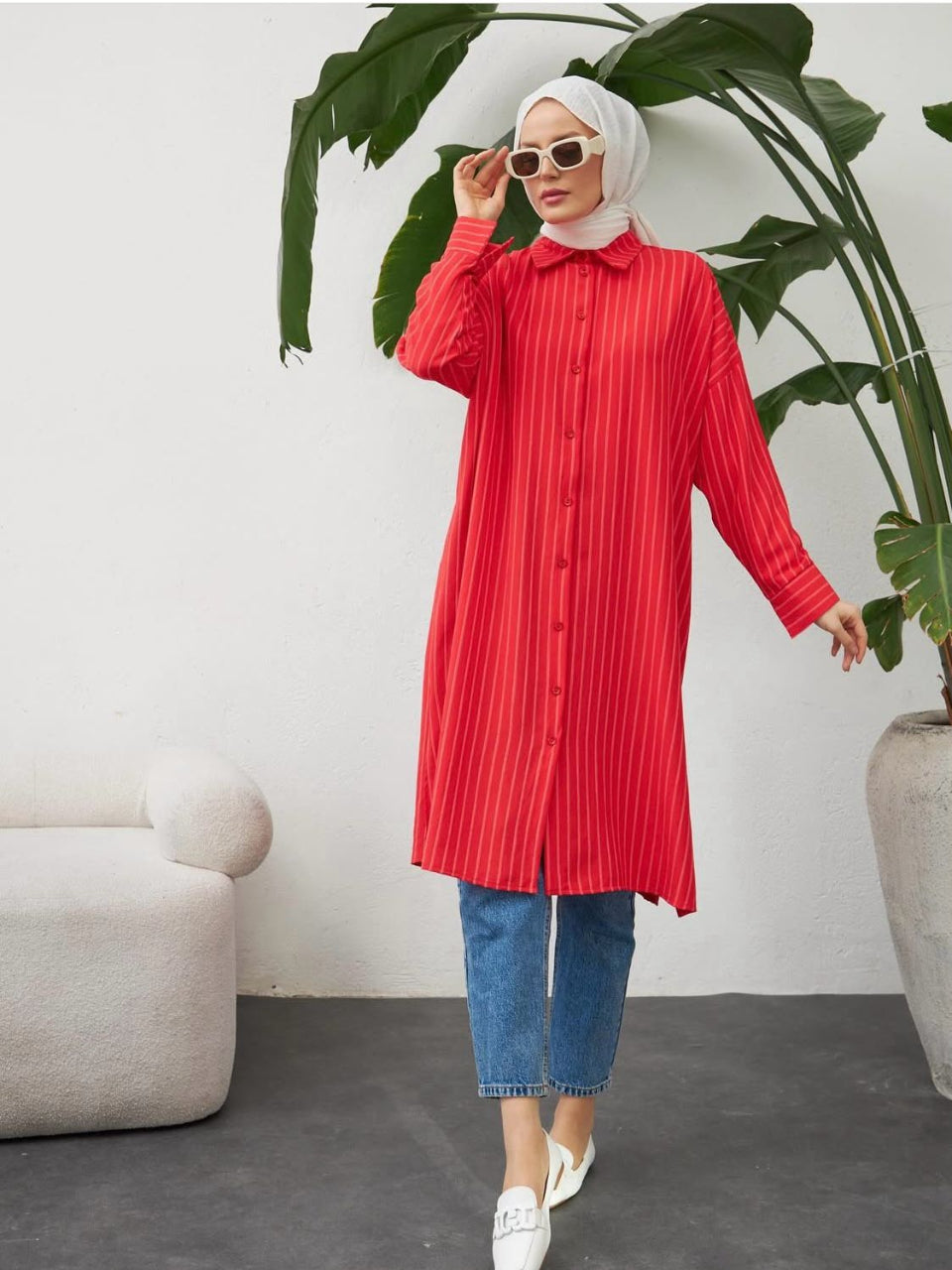 New Collection Cotton Red Shirt/Tunic
