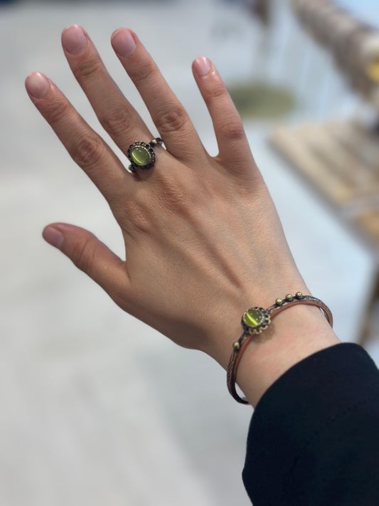 Handmade Copper Bracelet Ring Set– Adjustable Minimalist Bangle/Ring