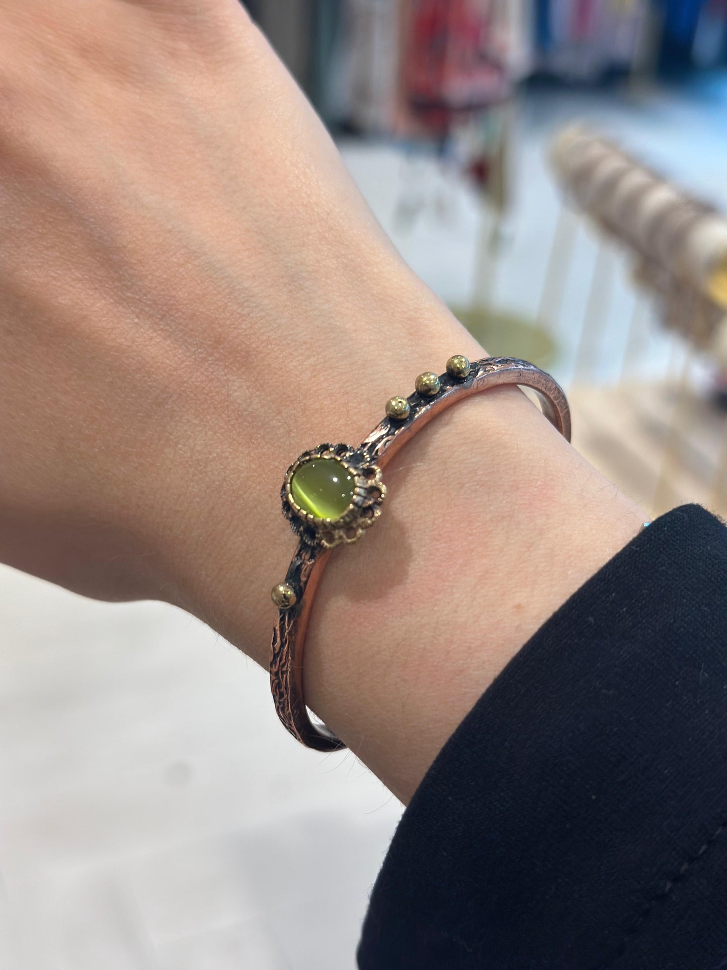 Handmade Copper Bracelet Ring Set– Adjustable Minimalist Bangle/Ring